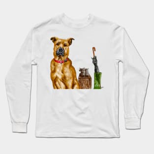 Black mouth cur dog breed drawing Long Sleeve T-Shirt